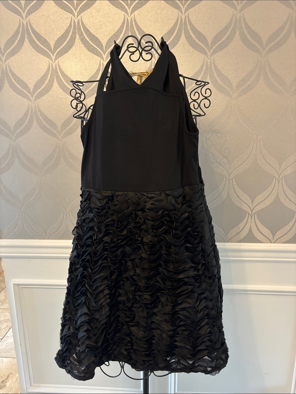 Hannah Banana Black Ruffle Halter Girls' Formal Dress